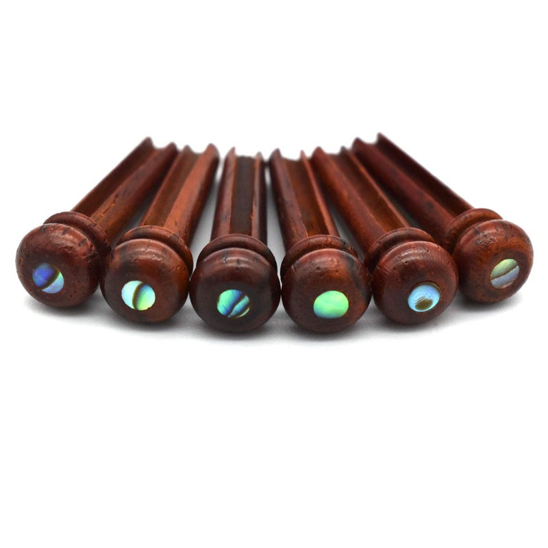 Vencetmat Cocobolo Guitar Bridge Pins, Vintage Style, Slotted, Green Abalone Dot Inlaid. - Image 1